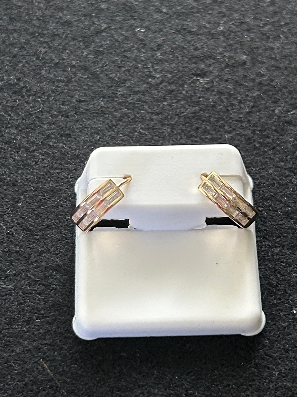 NWT 925 Silver Gold-Tone Pink Crystal Bar Stud Earrings - Women's Jewelry